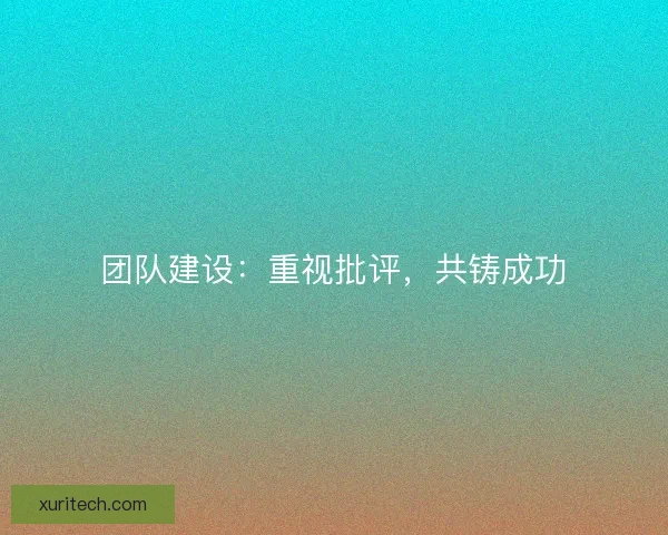 团队建设：重视批评，共铸成功